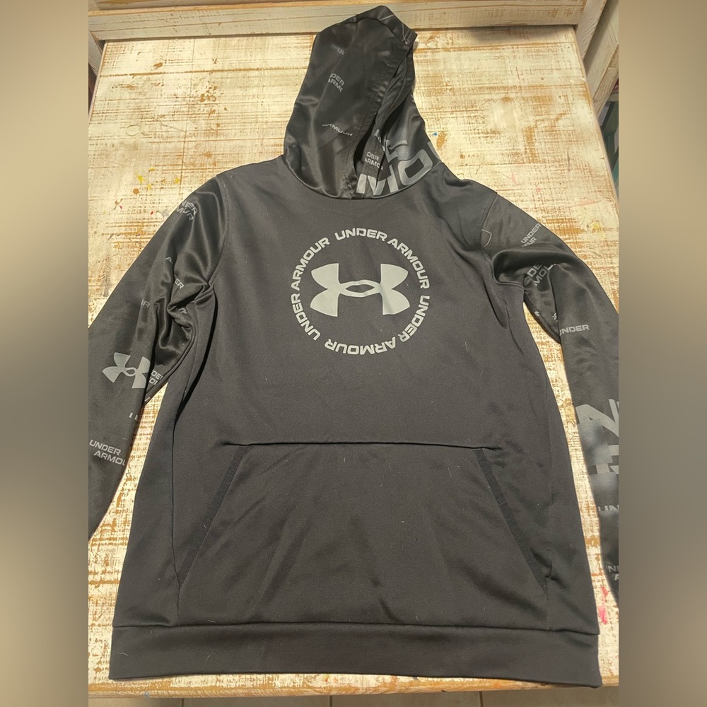 Boys black and gray under armor hoodie